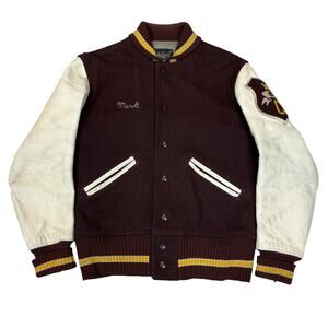 Vintage 60s 70s Whiting Co Wool Leather Varsity Letterman Jacket Men's 36